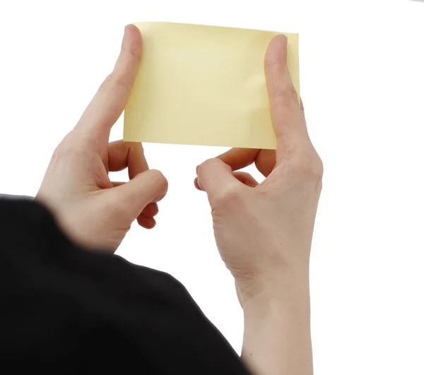 Woman and post it — Stock Photo, Image