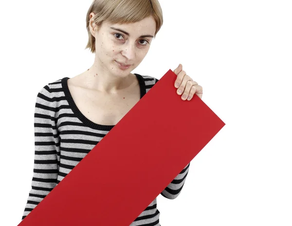 Mujer sosteniendo un papel —  Fotos de Stock