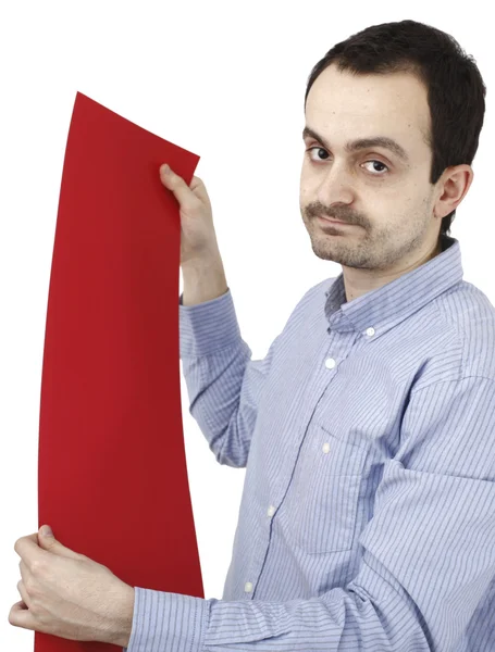 Mann hält Papier in der Hand — Stockfoto