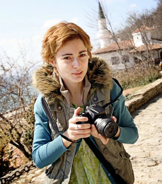 Fotógrafo mulher profissional — Fotografia de Stock