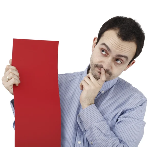 Homem segurando um papel — Fotografia de Stock