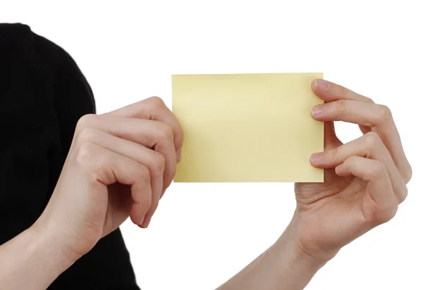 Woman and post it — Stock Photo, Image