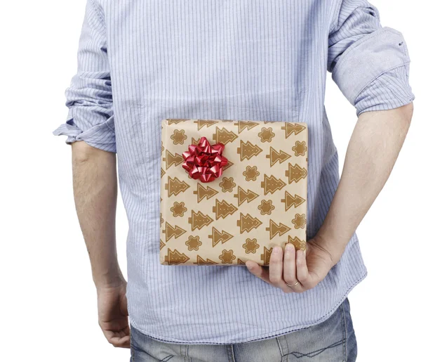 Young man holding a present Stock Image