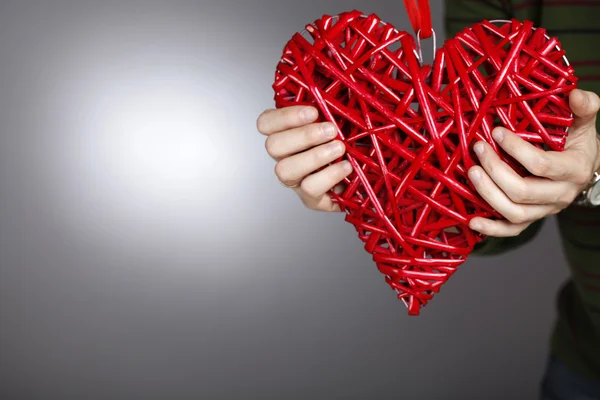 Fatto a mano cuore rosso — Foto Stock