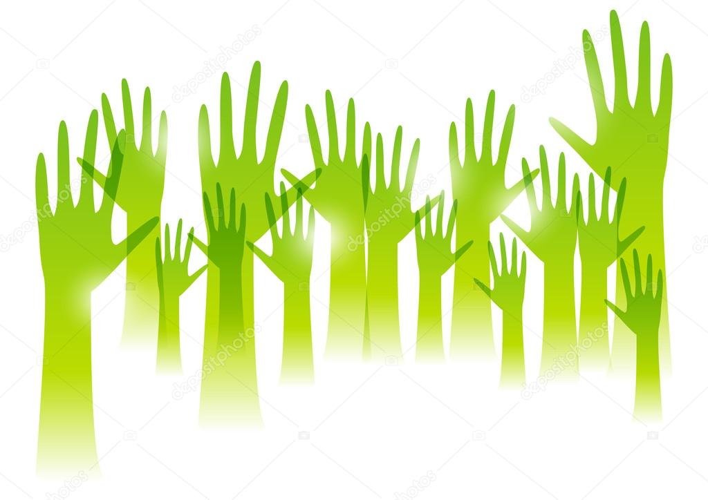 Green hands up