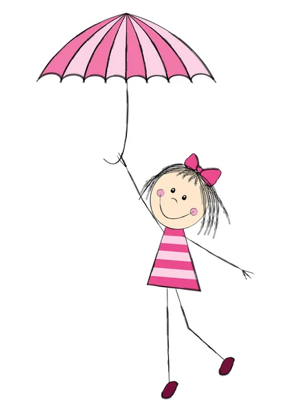Linda chica con paraguas — Vector de stock