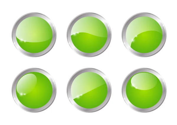 Set of green round buttons — Stock Vector
