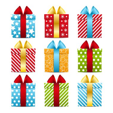 Set of color gift boxes clipart