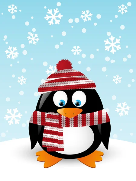 Cute penguin with scarf — Stock Vector