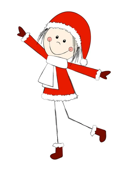 Fille drôle avec chapeau de Père Noël — Image vectorielle