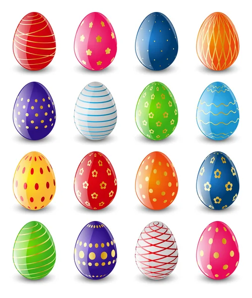 Set de huevos de Pascua de color — Vector de stock
