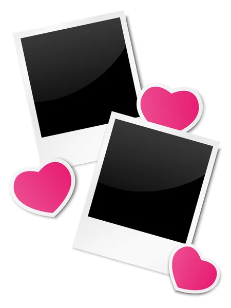 Photo frames with paper hearts — Stock Vector