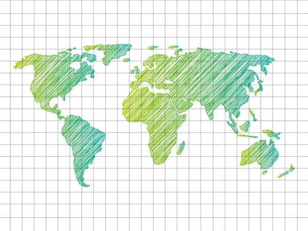 Bosquejo del mapa del mundo — Vector de stock