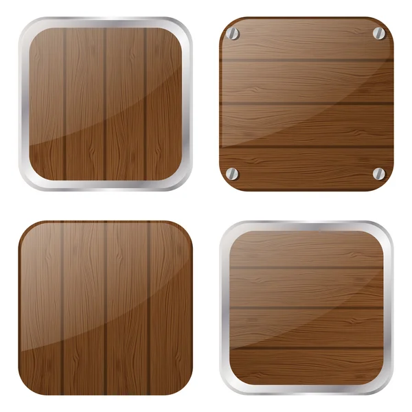 Zestaw ikon aplikacji drewniane — Wektor stockowy