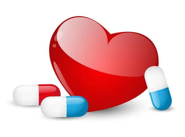 Tabletták szívre — Stock Vector