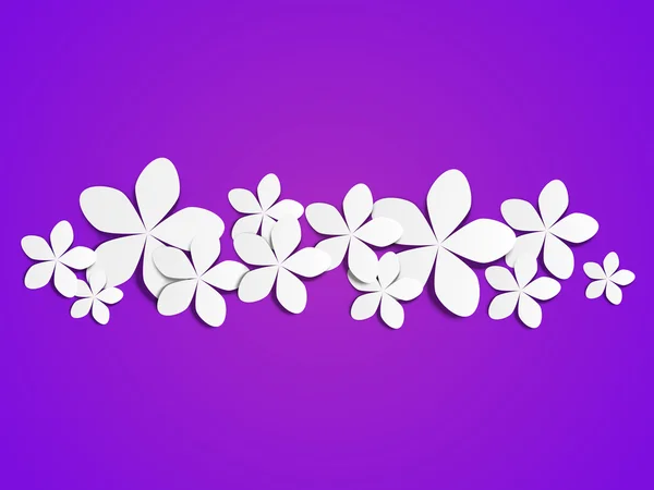 Papier bloemen op paarse achtergrond — Stockvector