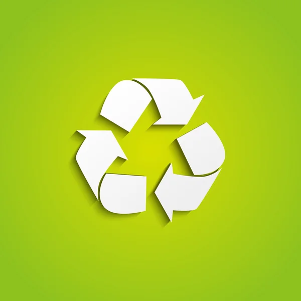 Recycling symbool op groene achtergrond — Stockvector
