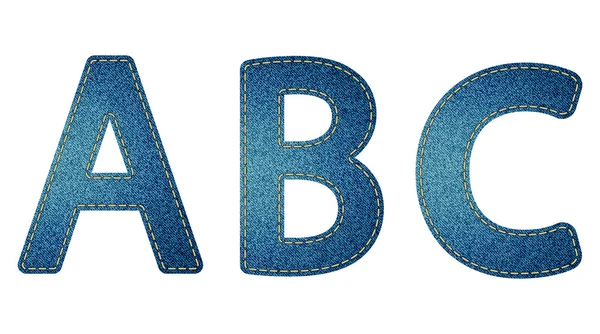 白で隔離される abc のジーンズの手紙 — ストックベクタ