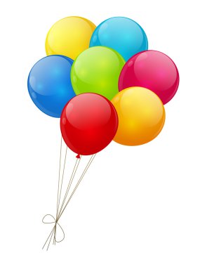 beyaz izole renkli parlak balonlar