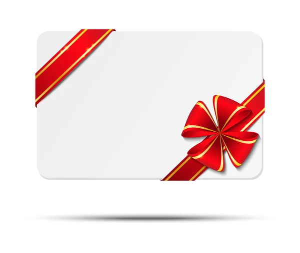 Tarjeta de regalo con cinta roja — Vector de stock