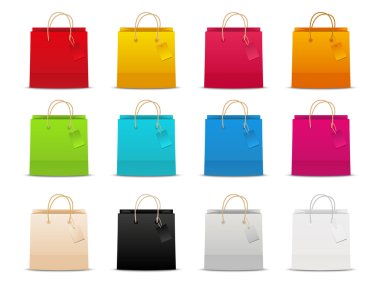 seti 12 renk alışveriş torbaları