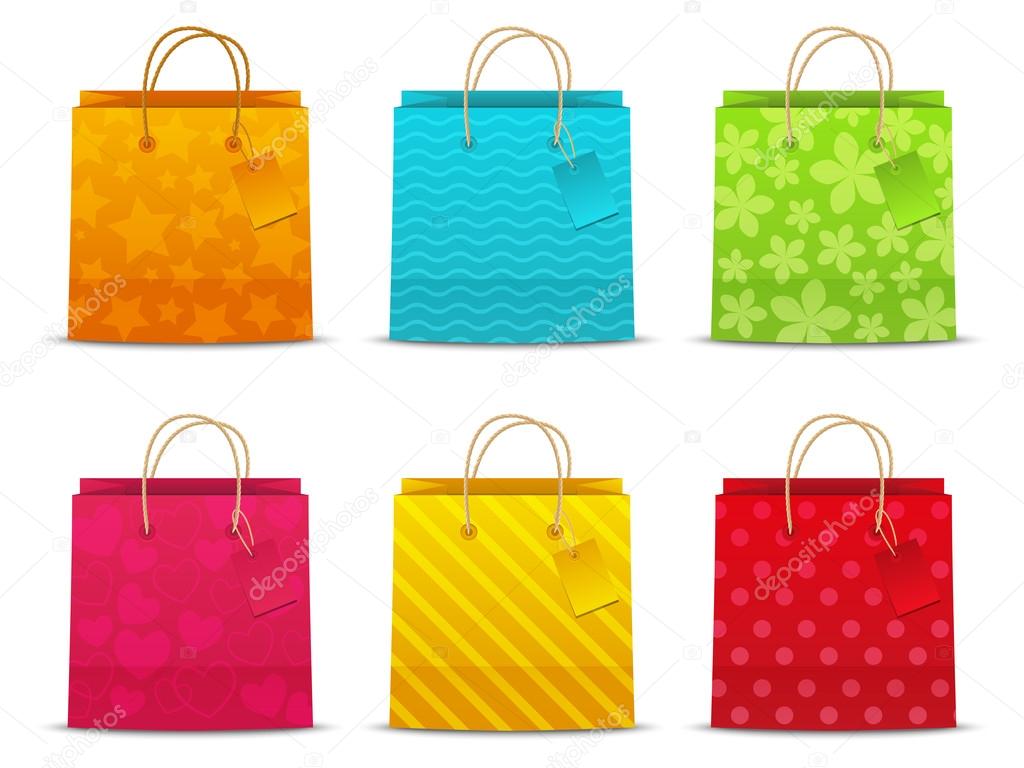 Set of color shopping bags