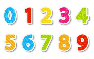 Set of color paper numbers clipart