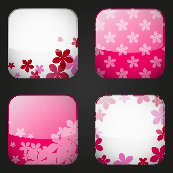 Set ikon aplikasi floral - Stok Vektor