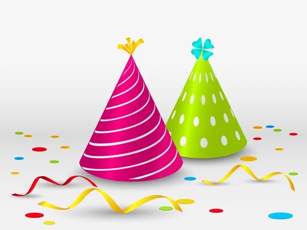 Birthday card with party hats — Stock Vector