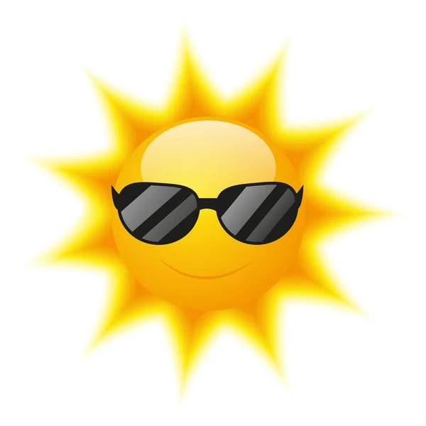 Lindo personaje del sol con gafas de sol — Vector de stock