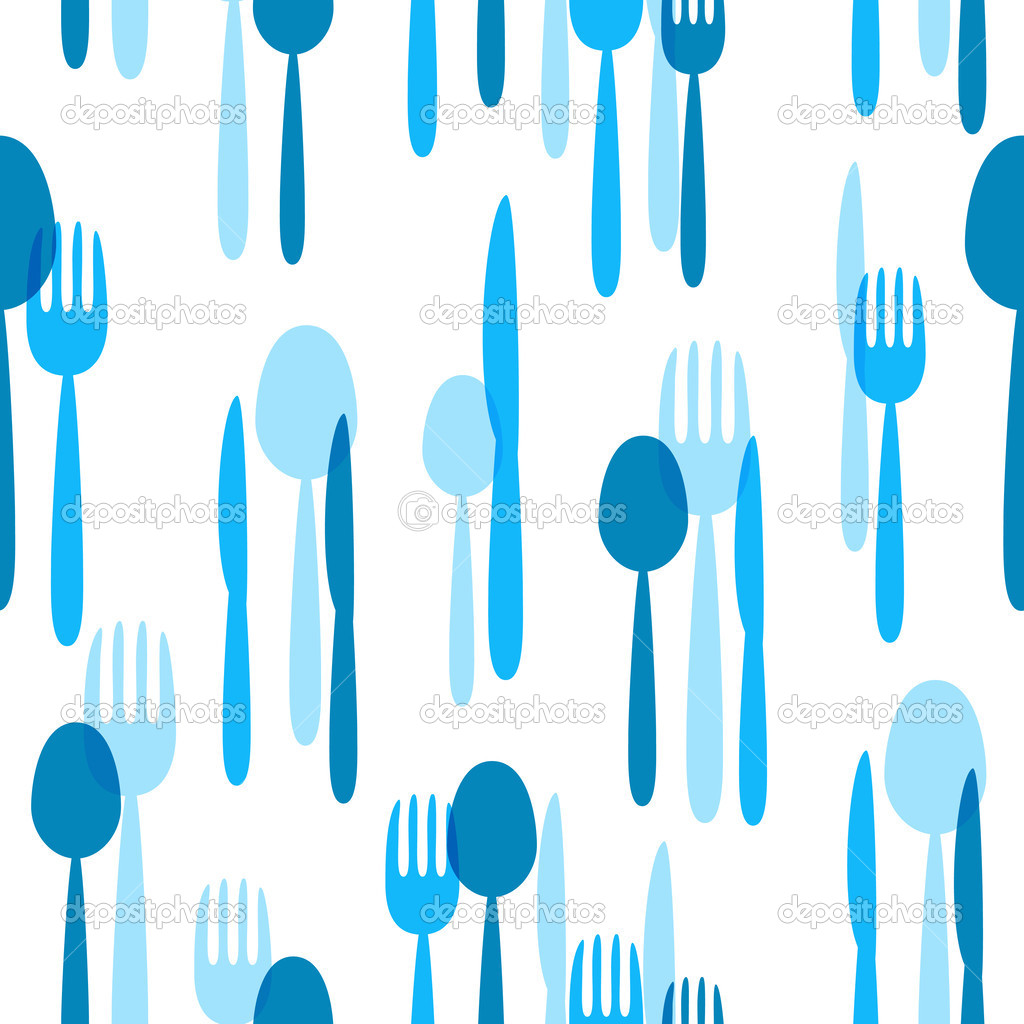 Seamless pattern with blue tableware