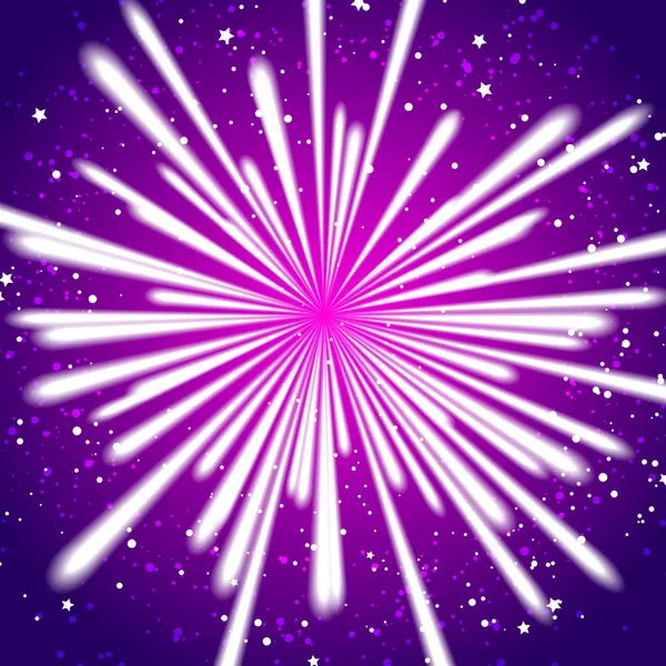 Feu d'artifice sur violet — Image vectorielle