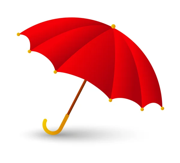 Paraguas rojo sobre fondo blanco — Vector de stock