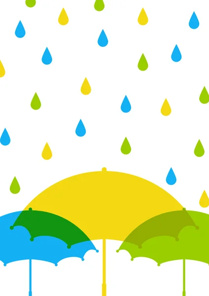 Fondo lluvioso con paraguas de color — Vector de stock