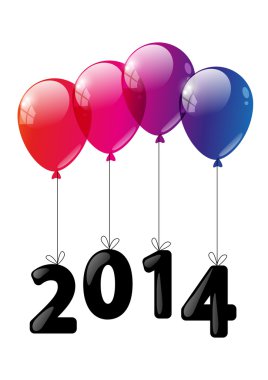 Yeni yıl kavramı - balon sayısını 2014 ile