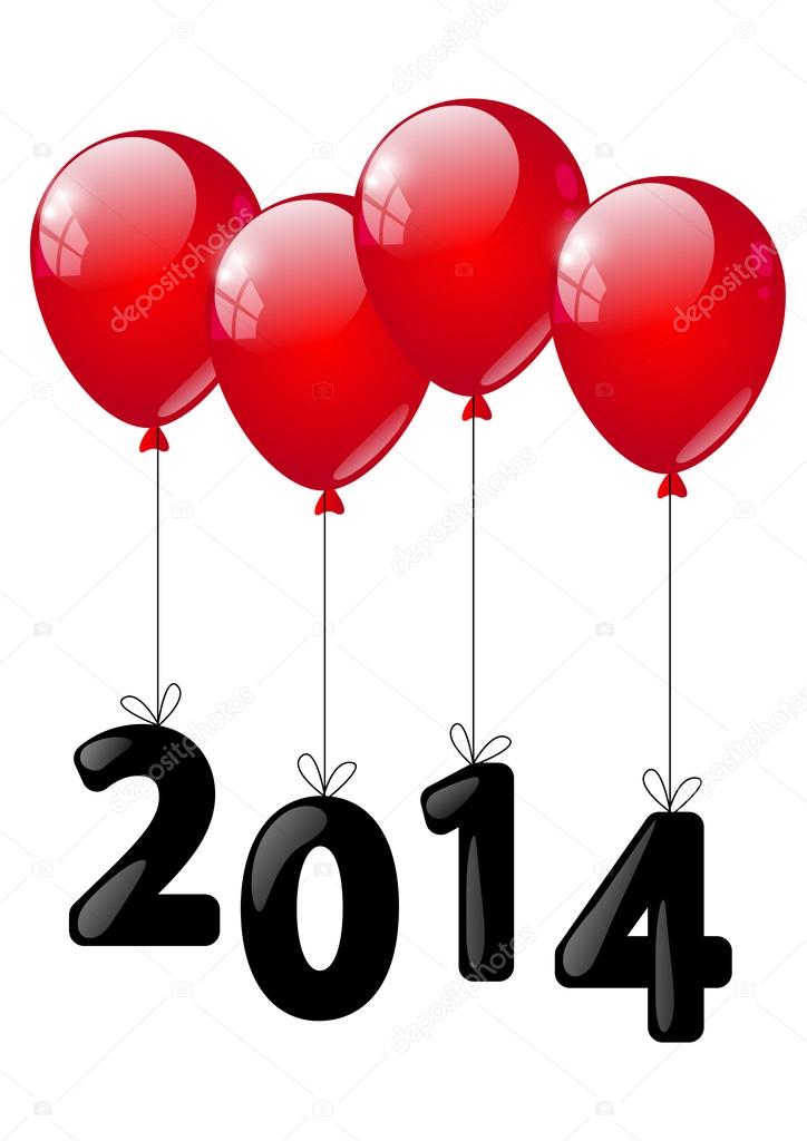 New Year concept - balloons with number 2014