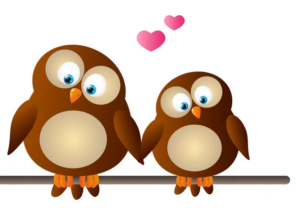 Cute cartoon uilen verliefd — Stockvector