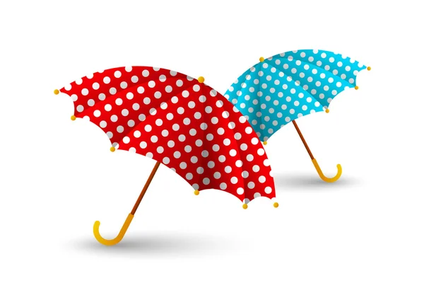 Zwei farbige Regenschirme auf weiß — Stockvektor