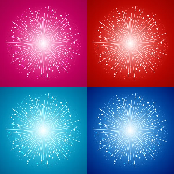 Juego de fuegos artificiales estrellados vectoriales — Vector de stock