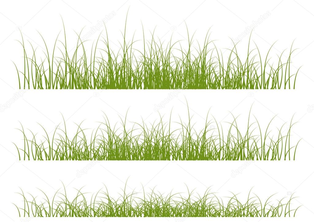 Set of vector grass borders