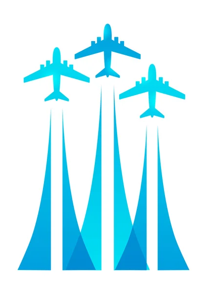 Siluety letadla na bílém pozadí — Stockový vektor