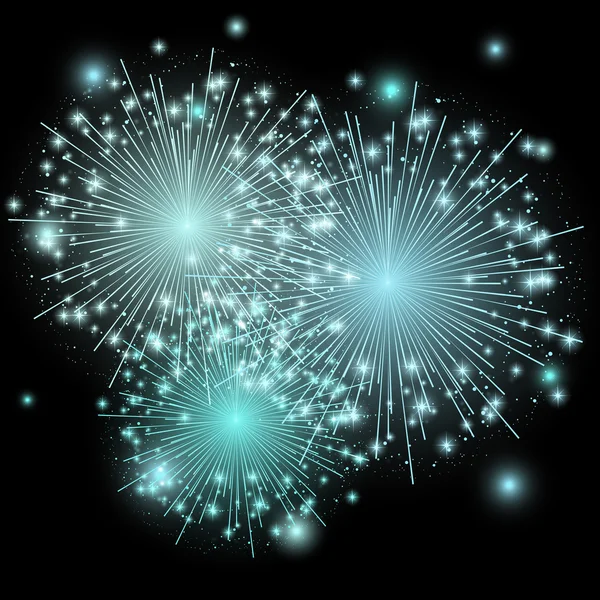 Shiny fireworks on dark background — Stock Vector