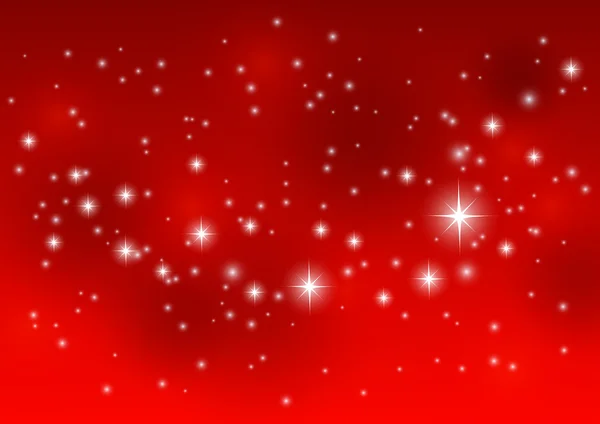 Luci stellate brillanti su sfondo rosso — Vettoriale Stock