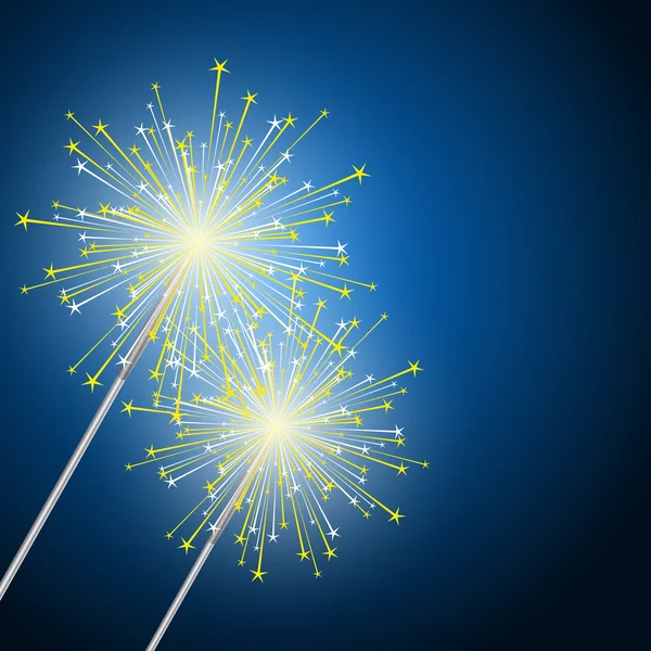 Starry sparklers on blue background — Stock Vector