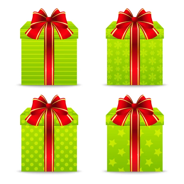 Set of green gift boxes — Stock Vector