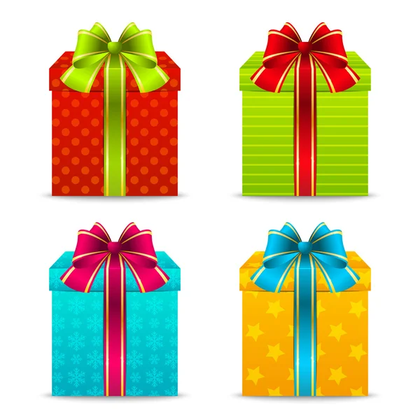 Set kleur Kerstmis geschenkdozen — Stockvector