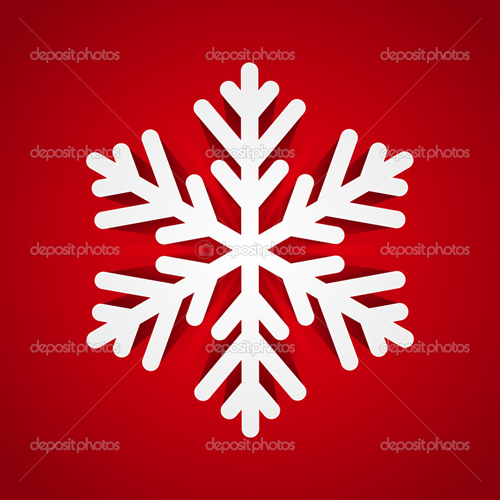 Paper snowflake on red background