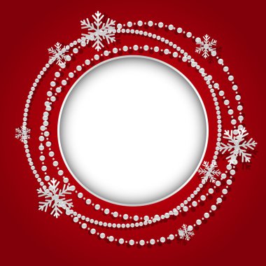 beyaz Noel çelenk ile yuvarlak çerçeve