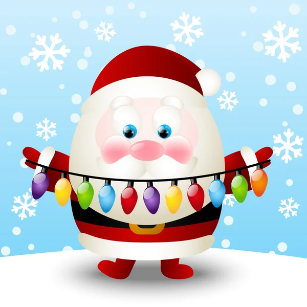 Lindo Santa con bombillas — Vector de stock