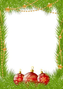 Çamın dalları ile Noel çerçeve